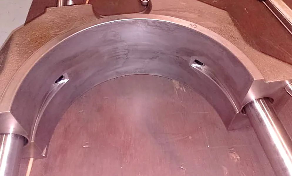 Bearing shell removed for inspection